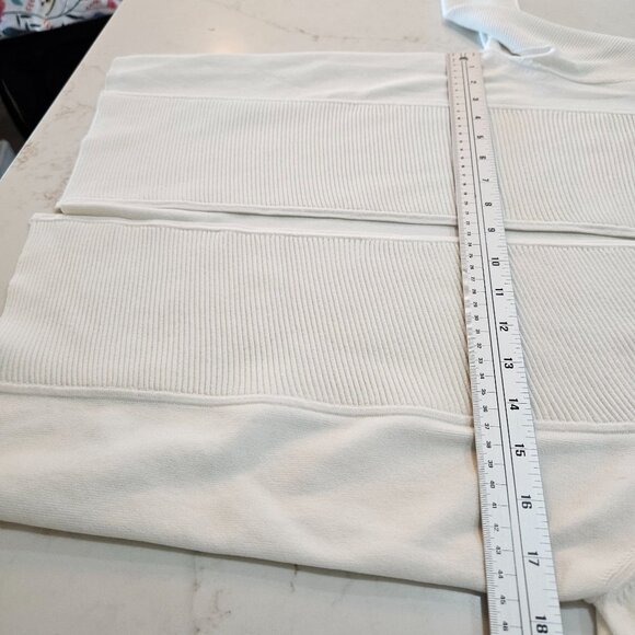 Ted Baker London Knit Cardigan Size Small Ribbed Open-Front White Ribbed Detail - Picture 8 of 9